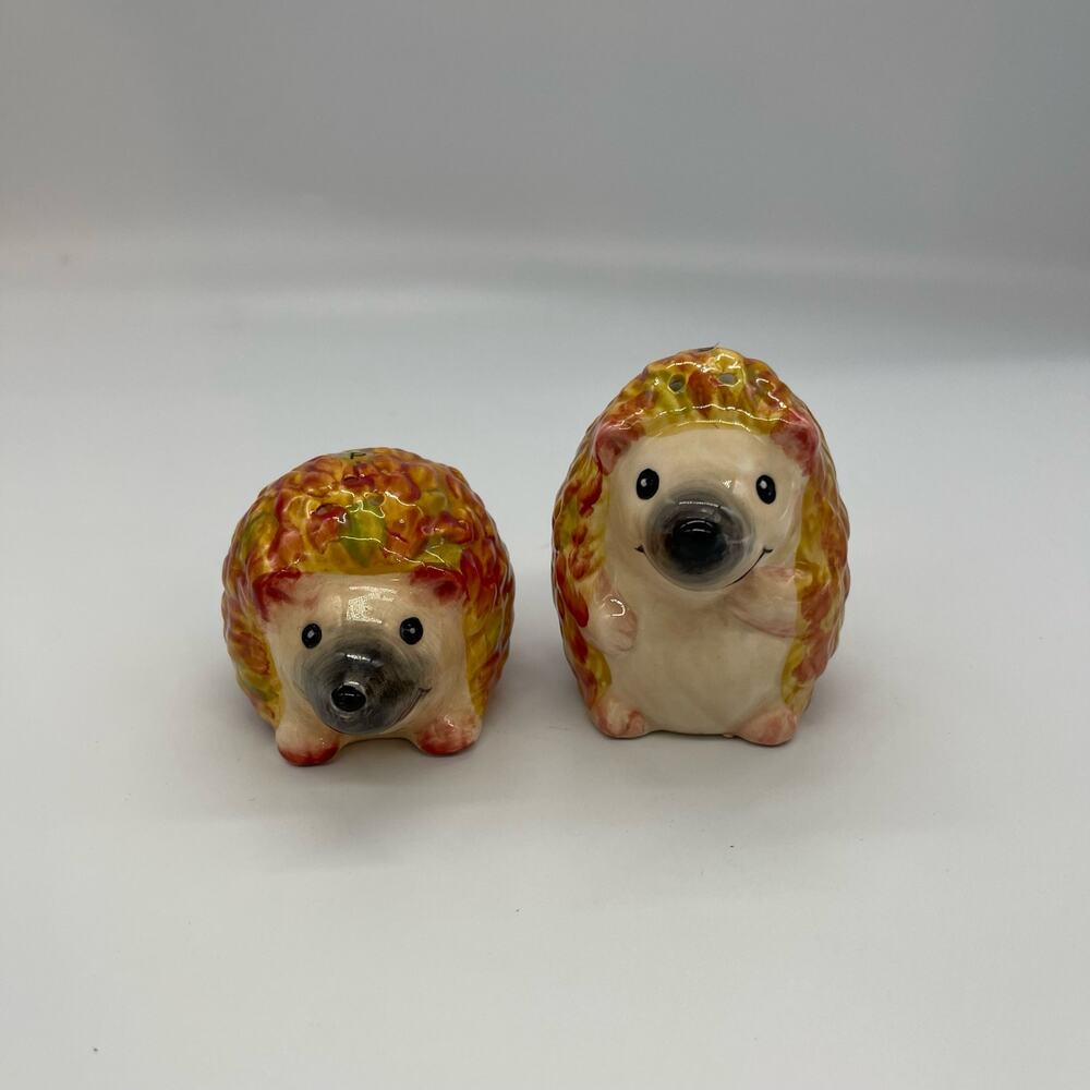 Pier 1 Imports Hedgehog Hand Painted Salt & Pepper Shakers